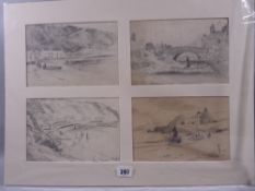 WARREN WILLIAMS ARCA a parcel of four pencil sketches - including two of Porthdinllaen and one of