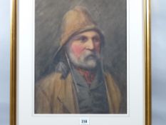 WARREN WILLIAMS ARCA watercolour - an old salt in a sou'wester, possibly a Conwy fisherman,