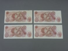 FOUR UNUSED BANK OF ENGLAND TEN SHILLING NOTES, three of which in sequential numbers, all Chief