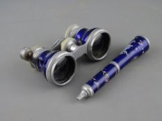 A PAIR OF FRENCH OF ENAMEL OPERA GLASSES with mother of pearl eye pieces marked 'O H Mader,