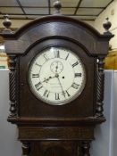 A CIRCULAR DIAL OAK LONGCASE CLOCK by T Blundell, Liverpool, 14 ins diameter dial with painted Roman