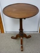 A VICTORIAN MAHOGANY TRAY TOP TRIPOD TABLE (ex tilt action), 76 cms high, 57.5 cms diameter the top