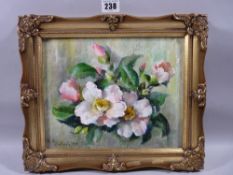 HEATHER CRAIGMILE oil on board - still life study of roses, signed and dated 1998, 20 x 24 cms