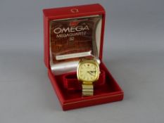 AN OMEGA MEGAQUARTZ 32 GENT'S WRISTWATCH, nice condition, gold plated on an expanding bracelet