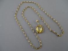 A NINE CARAT GOLD LINK NECKLACE, 4 grms and a nine carat gold and citrine drop pendant