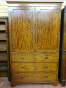 A VICTORIAN MAHOGANY PRESS CUPBOARD, the two door top section and the top two small drawers now