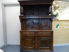AN 18th CENTURY & LATER CWPWRDD TRIDARN, the three section cupboard having an upper canopy with