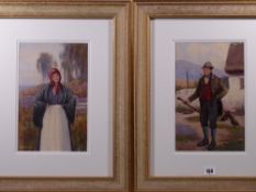 WARREN WILLIAMS ARCA watercolours, a rare pair of figural watercolours - 1. Hatted country gentleman
