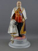 AN EXTREMELY RARE RIDGWAYS POTTERY FIGURINE OF EDWARD VII in full regalia, hand painted standing