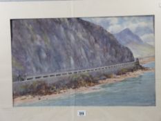 WARREN WILLIAMS ARCA interesting large watercolour depicting the viaduct near Penmaenmawr as