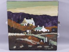 OWEN MEILIR oil on canvas, box frame - Anglesey cottages, signed, 40 x 40 cms