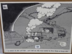 GRENFELL 'GREN' JONES MBE (1934-2007) original drawing - humorous satirical cartoon relating to Bank