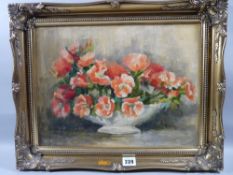 HEATHER CRAIGMILE oil on canvas - still life, flowers in a bowl, signed and dated 1966, 30 x 40 cms