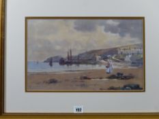WARREN WILLIAMS ARCA early signature watercolour - harbour scene with cottages, numerous boats and