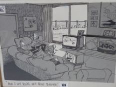 GRENFELL 'GREN' JONES MBE (1934-2007) original drawing - humorous satirical cartoon relating to