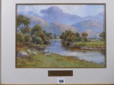 WARREN WILLIAMS ARCA watercolour - River Dwyryd with grazing sheep, near Maentwrog, signed, 25.5 x