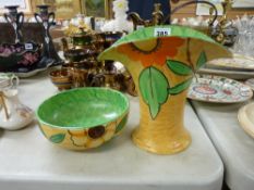 Myott hand painted flower vase with a matching fruit bowl