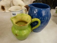 CH Brannam Barum ware jug, slip decorated and with wording 'Just Elp Yerzel', no. 1542 to the base