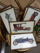 Series of ten vintage car prints
