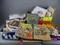 Large unsorted British and World stamp collection with a quantity of vintage postcards etc including