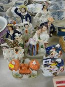 Quantity of Staffs pottery figurines