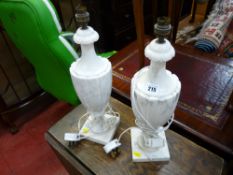 Pair of marble effect table lamps (A/F)