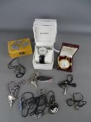 Pulsar gent's wristwatch in original case and box, a modern gilt metal Rotary full hunter pocket