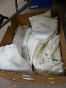 Box of vintage linen