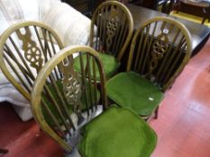 Dark wood gate leg drop leaf dining table and four wheelback chairs