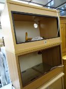 Two melamine reptile units with sliding glass doors and interior heat lamps E/T