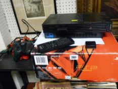 Sony Playstation II with remote control and controllers