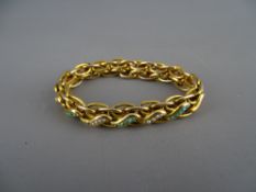 Nine carat gold expanding bracelet, set with seven rows of turquoise and seed pearls, 17 grms gross