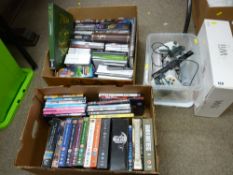 Collection of Nintendo and other media games and controllers, two books 'The Legend of Zelda' and '
