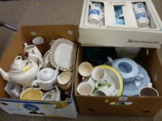 Two boxes of mixed crockery and china tableware