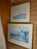 WARREN WILLIAMS ARCA limited edition print and GERALD watercolour - Venetian scene, 27 x 37 cms