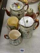 Arthur Wood four piece Silver Shield teaset, a Royal Doulton Dickens ware beaker etc
