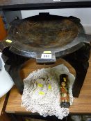 Carved African tribal dish top stool