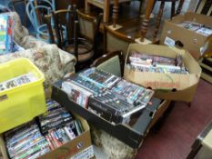 Five boxes and a tub with a large quantity of DVDs including box sets etc
