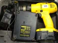 Cased Dewalt 14.4v cordless drill E/T