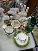 Parcel of mixed china including Crown Derby, Limoges and a Palmistry porcelain model