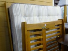 Excellent oak framed bed base with 4ft 6ins double mattress