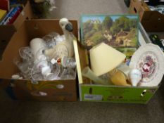 Two boxes of glassware and various other household goods