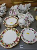 Eight Royal Albert 'Old Country Roses Holiday Wreath' plates and a selection of other rose decorated