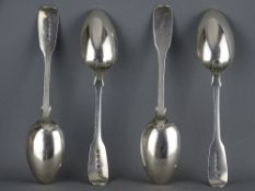 Four silver tablespoons, London hallmarks, one for 1817 and three for 1841, 4.8 troy ozs gross