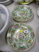 Pair of Famille Vert Oriental cabinet plates