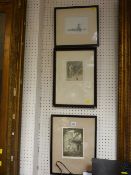 Three vintage prints including maritime scene