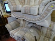 Modern classically upholstered and shaped compact three piece suite