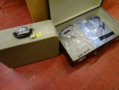Two vintage suitcases and contents of unopened gent's shirts