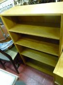 Modern light wood five shelf bookcase
