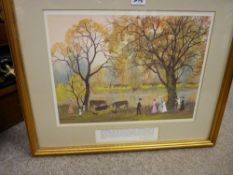 HELEN BRADLEY print - countryside scene, 29 x 39 cms
